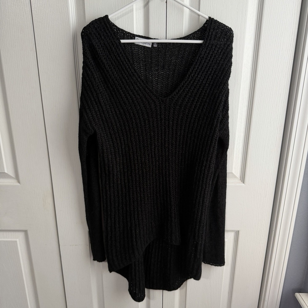 Beckyanne Black Crochet Hi Low Hem V Neck Women's Size XL Beach Cruise Vacation